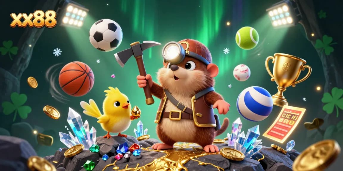 Engage with xx88's thrilling online betting experience featuring dynamic sports elements and treasure