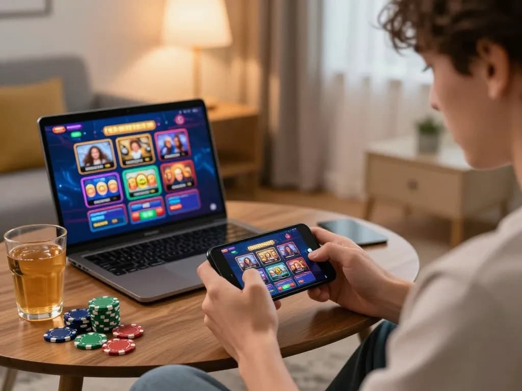 Engaging in slot gacor gameplay on a smartphone while enjoying a cozy home setting.
