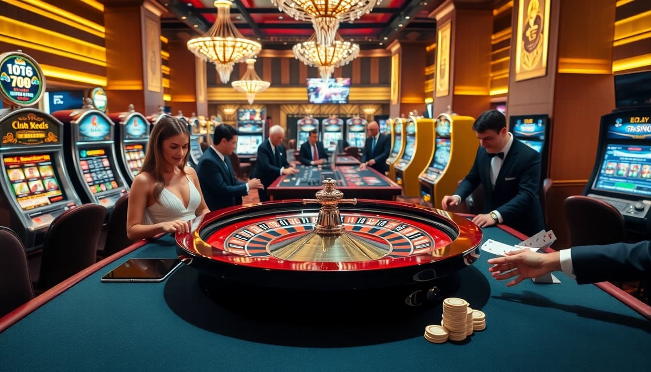 Players engaging at the roulette table in a luxurious 789club casino atmosphere.