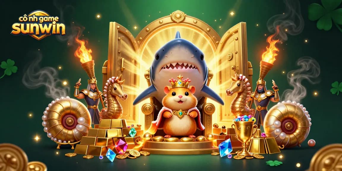 Experience the thrill at cổng game sunwin with a vibrant underwater casino scene featuring a hamster king and treasure!
