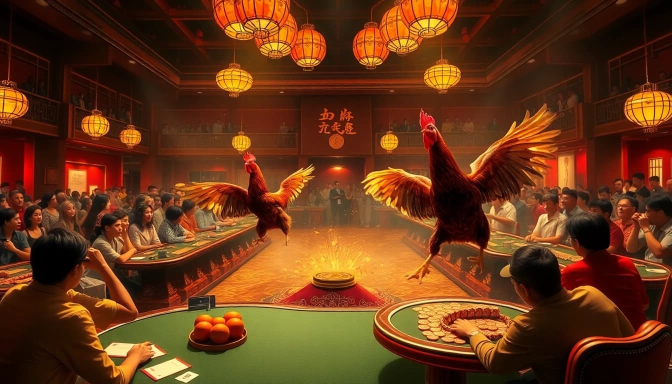 Experience the thrill of ĐÁ GÀ SV388 as you place bets in a luxurious casino setting.