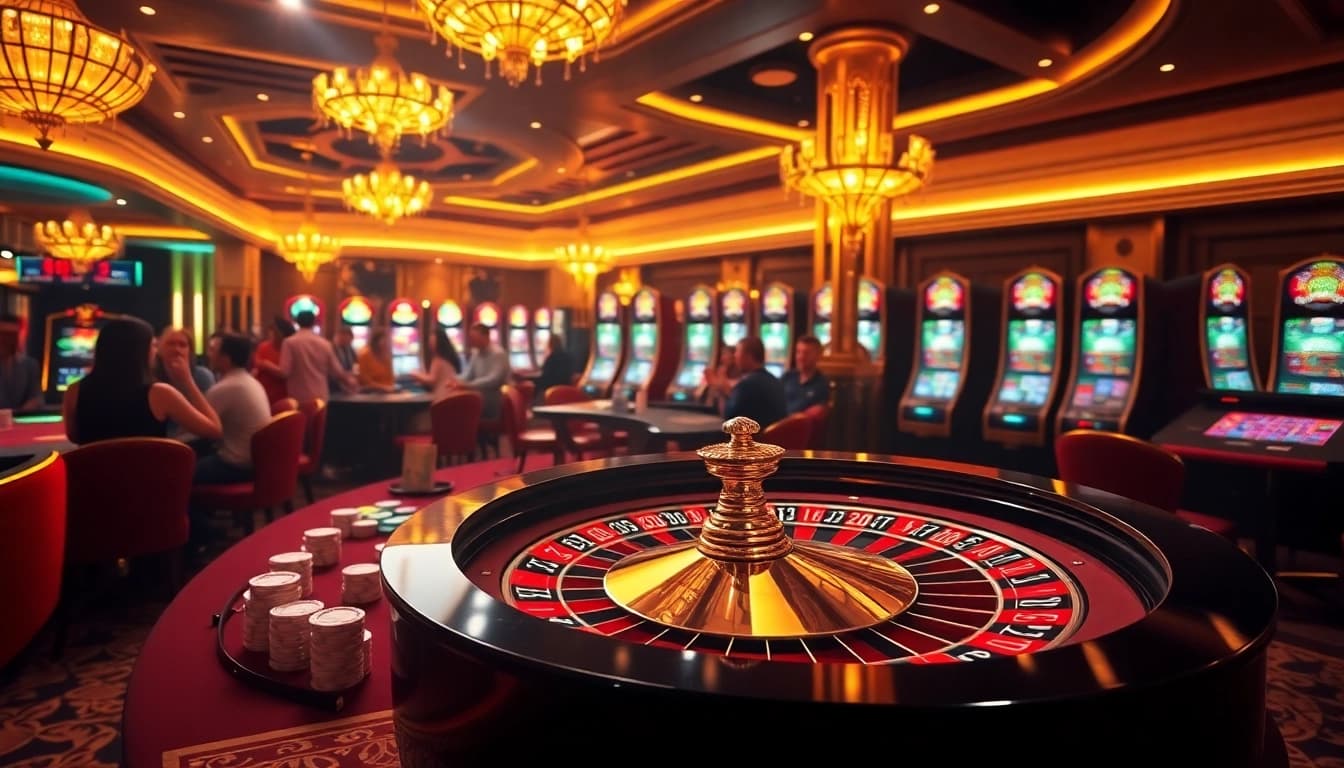 Exciting casino scene featuring 65A with vibrant gambling activity and luxurious setting.