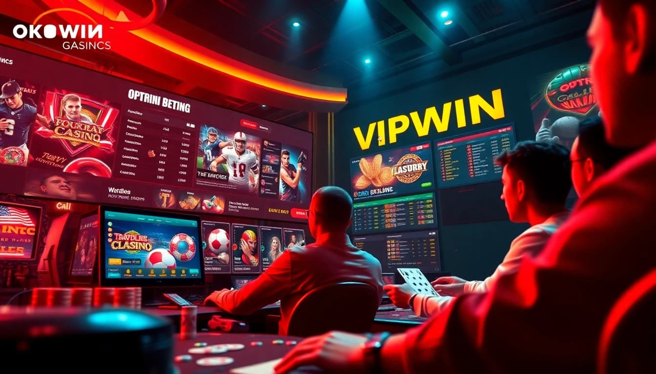 Exciting gaming experience at okvipwin.live featuring sports betting and casino games in a vibrant atmosphere.