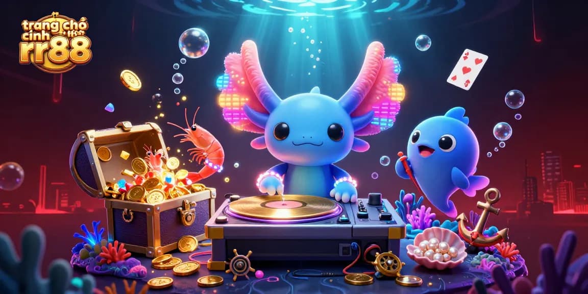Exciting gameplay at trang chủ chính thức rr88 featuring a neon-colored DJ and underwater treasures.