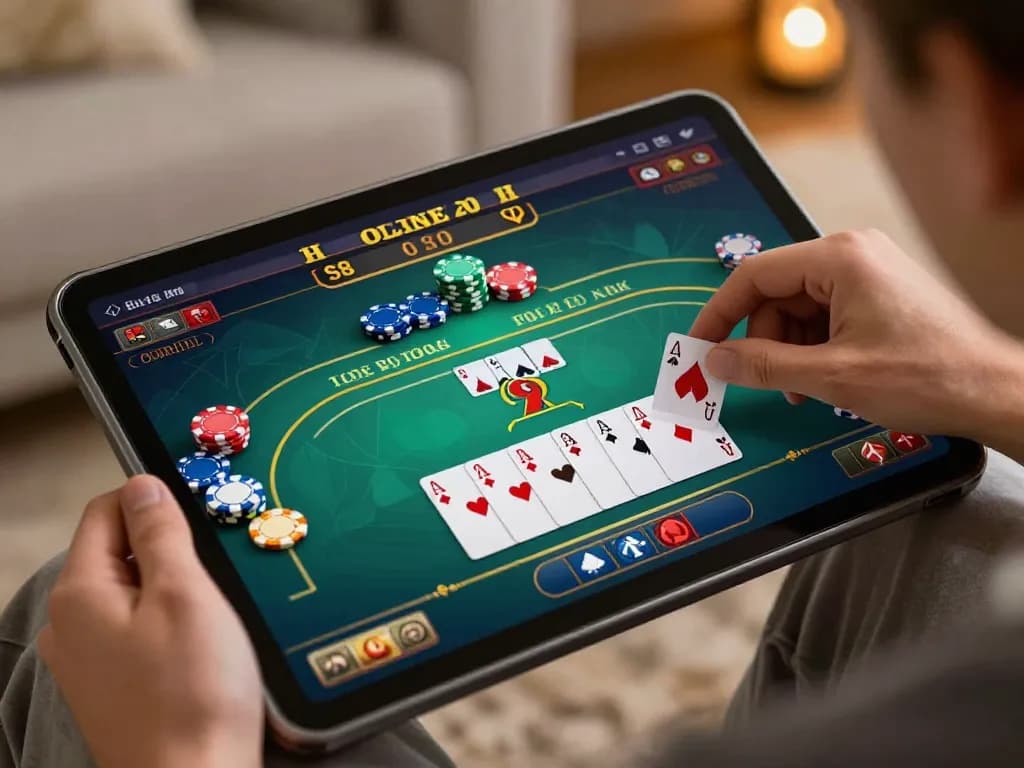 Live action from tr88 trang chủ with intense poker strategy in a cozy home setup.