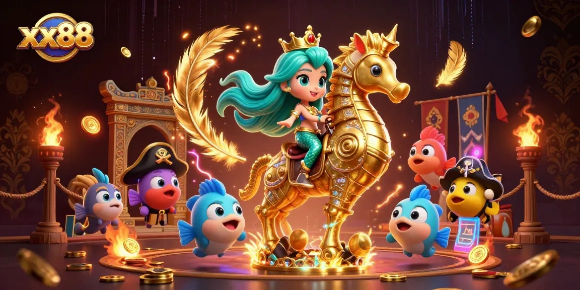 Win big with xx88's dynamic casino adventures featuring colorful fish and treasures in a vibrant scene.