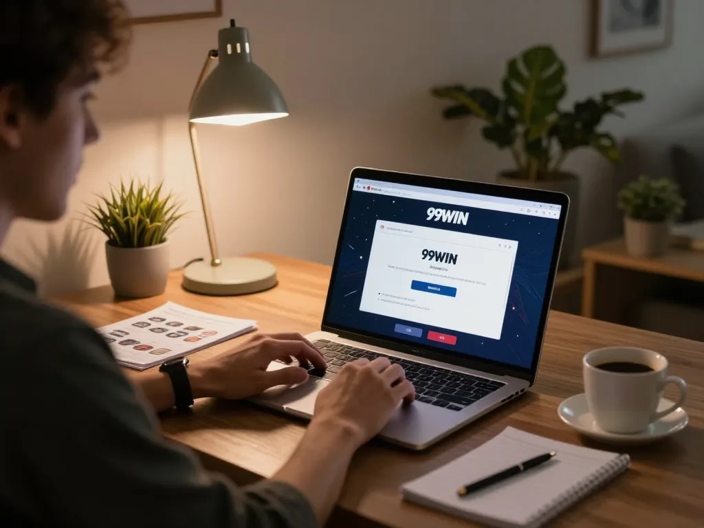 Engaging in 99win đăng nhập online gaming in a modern home office setup.