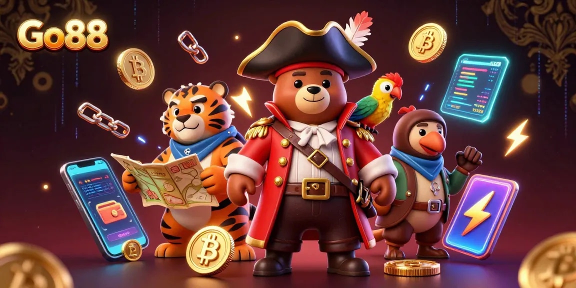 Engage in thrilling gameplay with Go88’s vibrant pirate-themed 3D illustration showcasing adventure and excitement.