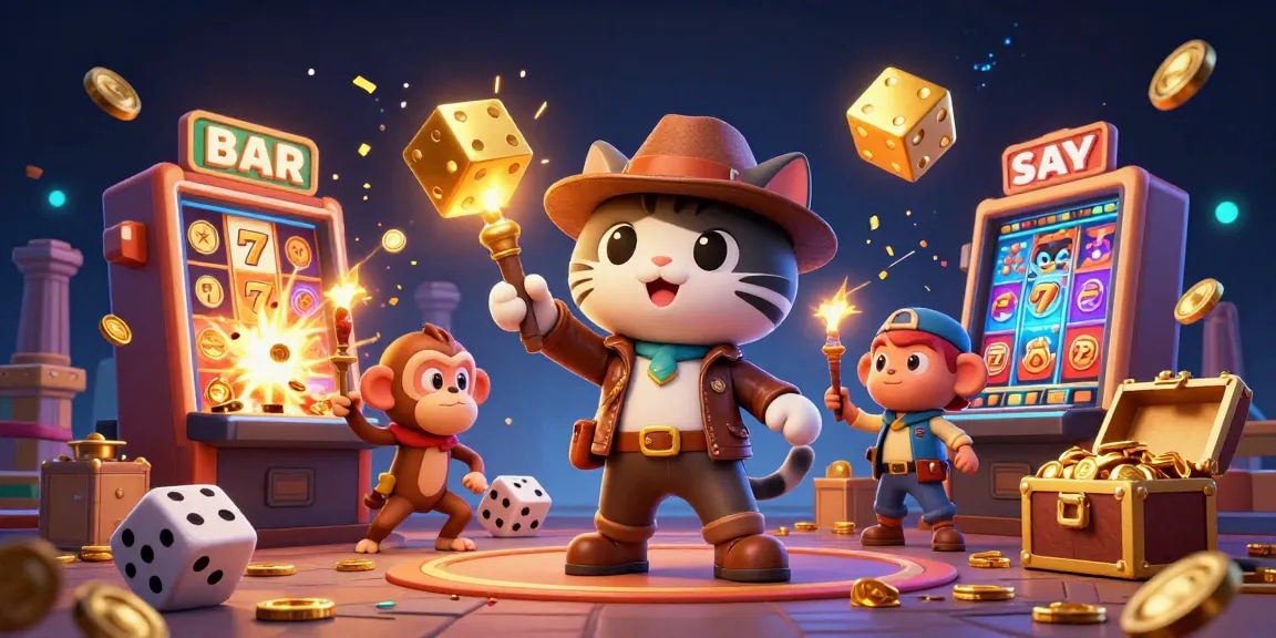 Winning at NH88 casino with a cat archaeologist discovering rich treasures in a vibrant, dynamic slot environment.