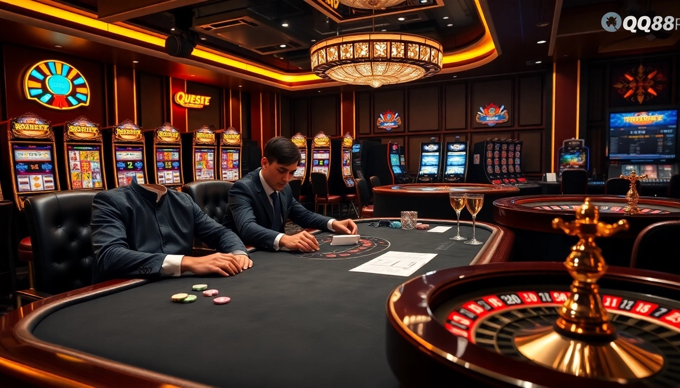 Experience the thrill at QQ88pro Vip with high-stakes poker and vibrant roulette in a luxury casino.
