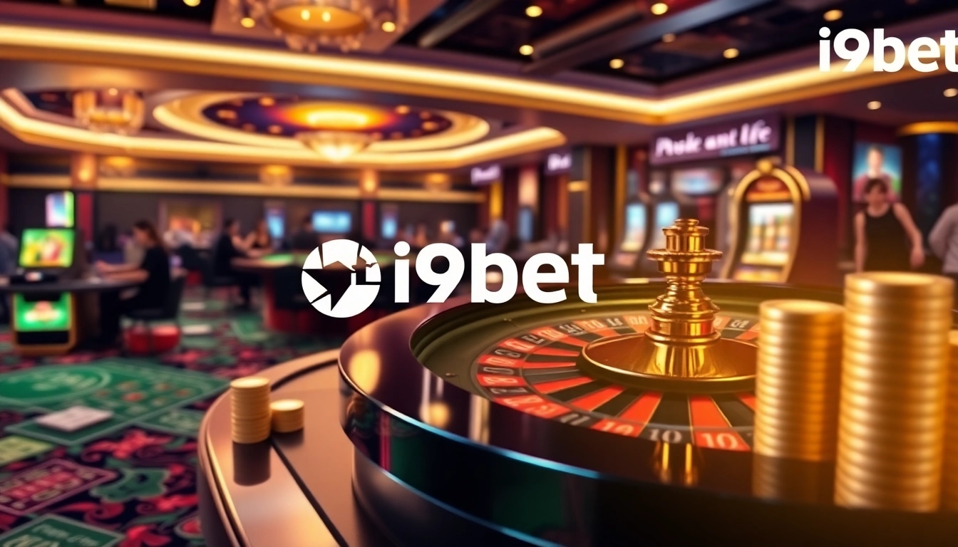 Experience the excitement of i9bet at a luxurious casino with roulette, slots, and betting action.