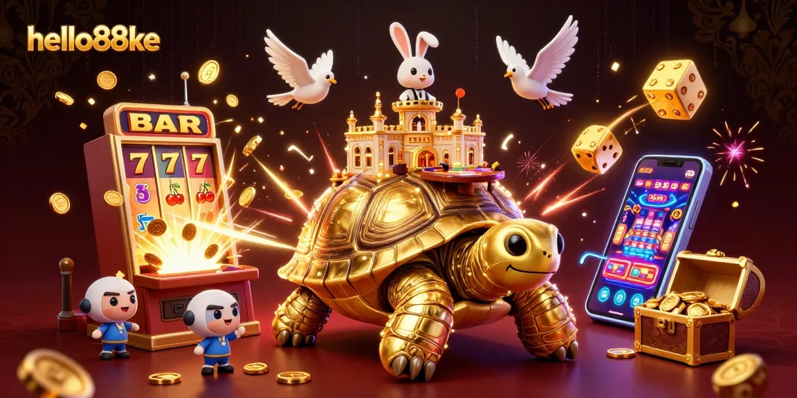 Experience thrilling gaming adventures at hello88ke with golden tortoise casino scene bursting with excitement.