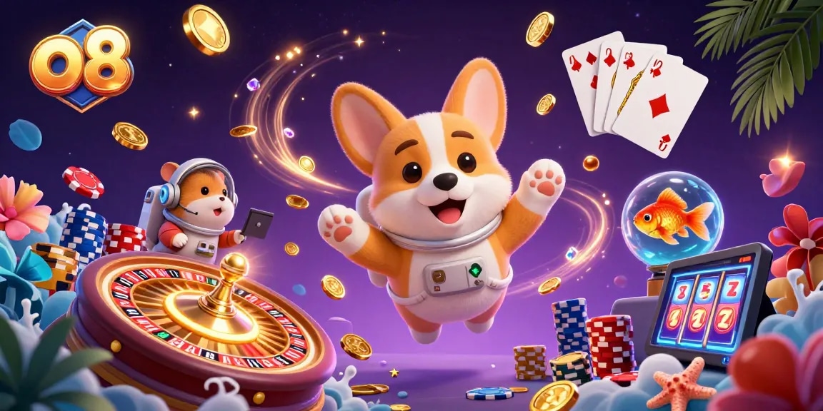 Win big with o8's online casino, featuring a vibrant space-themed gaming adventure.