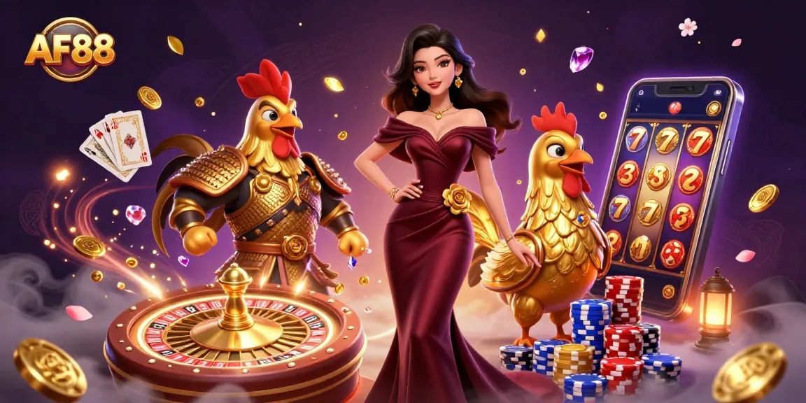 Experience exhilarating gambling at AF88 with stunning visuals and vibrant casino elements.