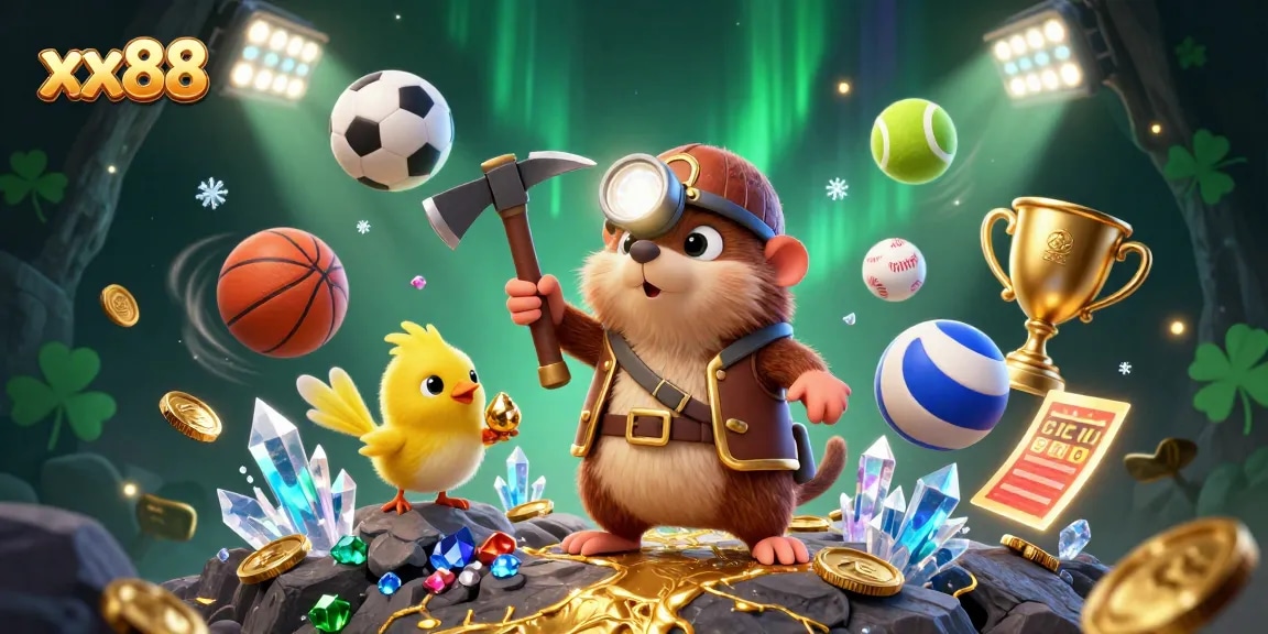 Engage with xx88's thrilling online betting experience featuring dynamic sports elements and treasure