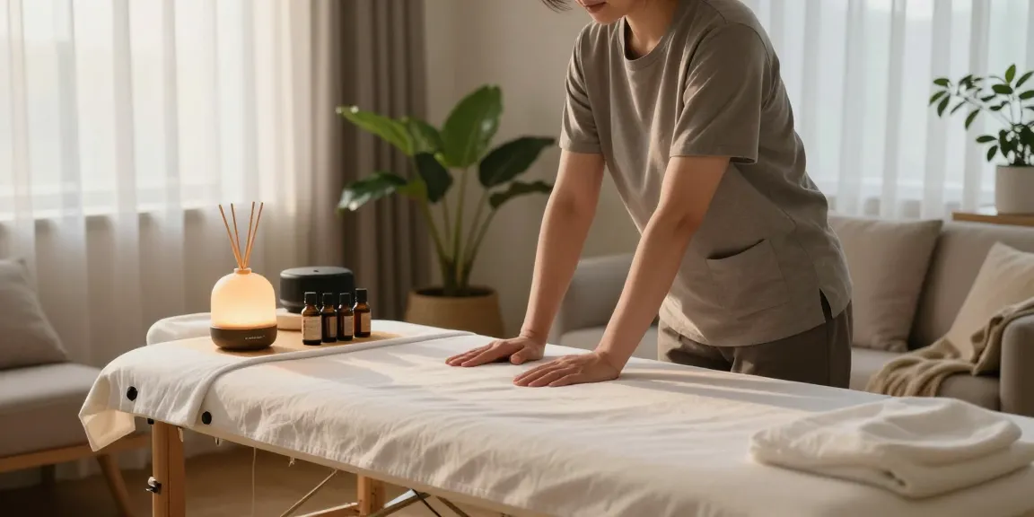 Experiencing 종로출장안마 with a professional therapist in a serene home setting.