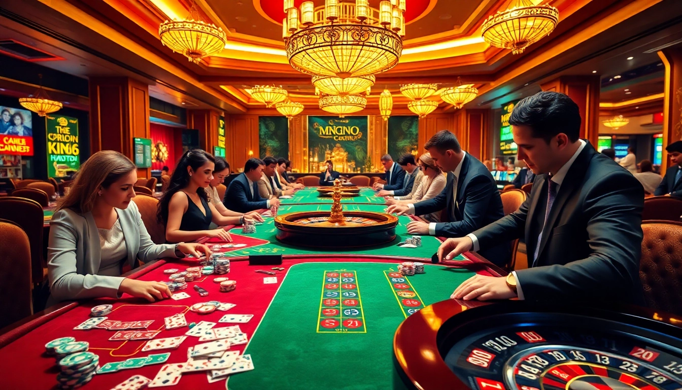 Players enjoying a thrilling game at MM88 COM casino tables with vibrant atmosphere.