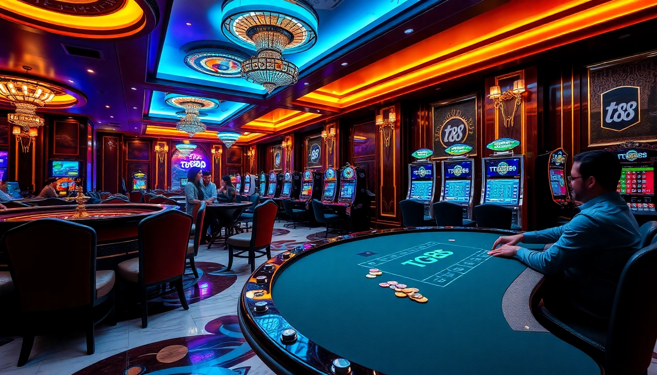 Experience the thrill of tg88 casino gaming with players enjoying roulette and blackjack.