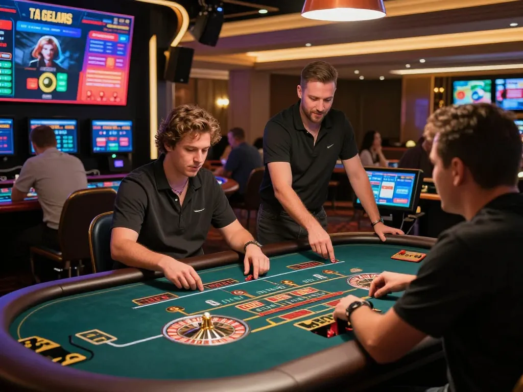 Players enjoy debet's thrilling online live dealer games, interacting with dealers at roulette table.