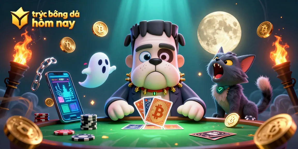 Experience trực tiếp bóng đá hôm nay with a dynamic scene featuring a bulldog monster and crypto elements.