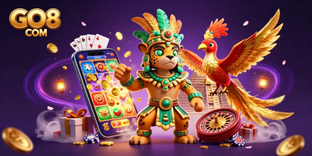 Spin to win at GO8 COM: an enchanting 3D illustration showcasing vibrant casino action.
