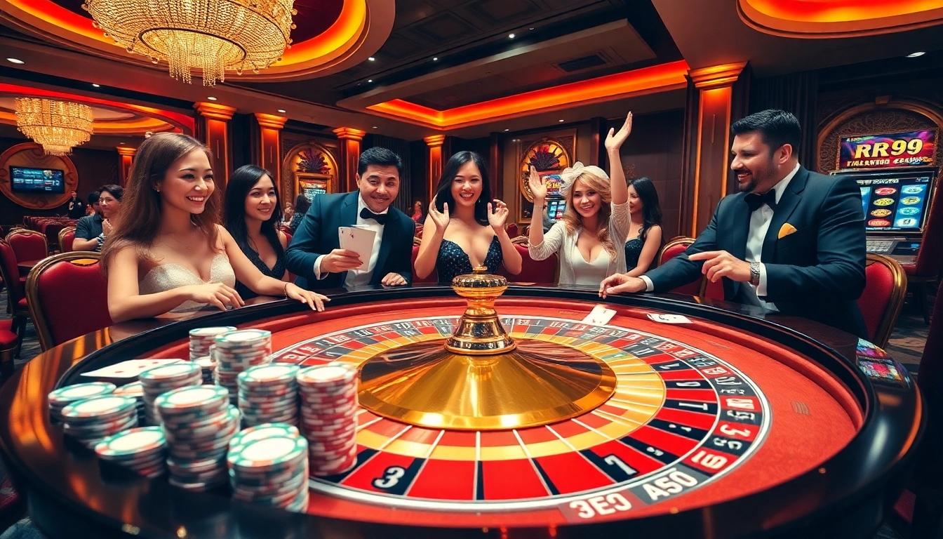 Players enjoying an exciting game at RR99 casino with roulette and vibrant atmosphere.
