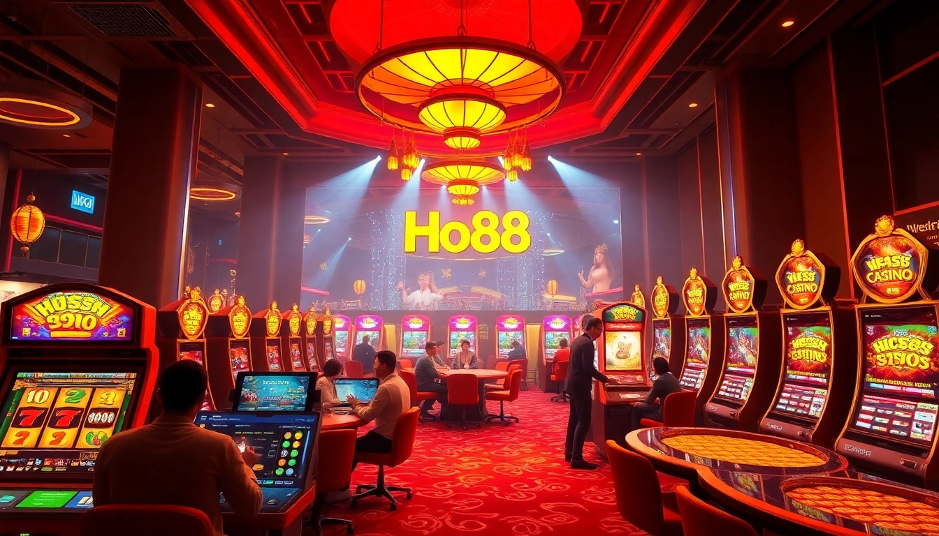 Exciting online casino scene showcasing Ho88 platform with vibrant games and live interaction.