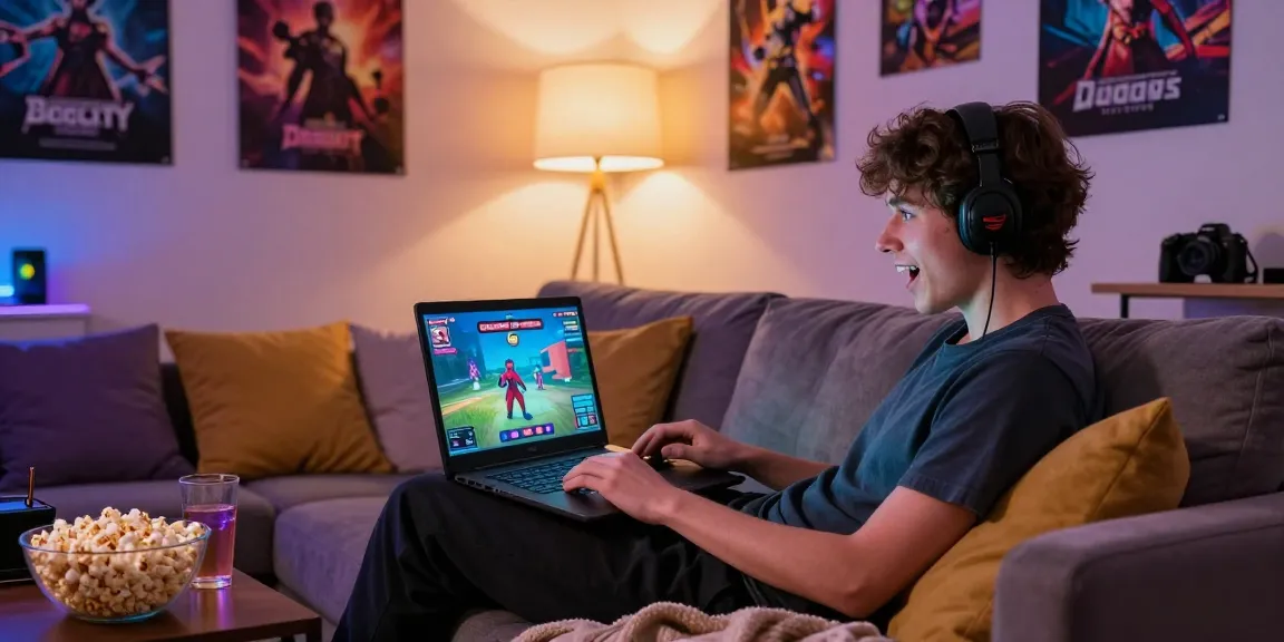 Exciting gaming session featuring Degrees of Lewdity on a laptop in a cozy living room.