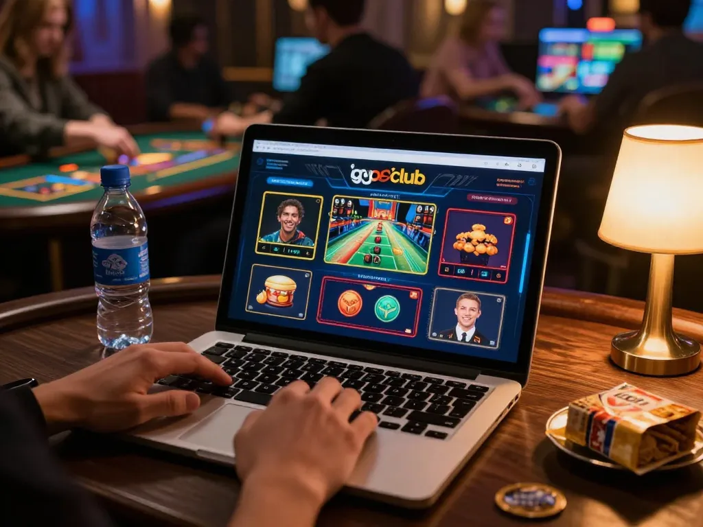 Person engaging with the go8 club online casino interface on a laptop, showcasing live gameplay.