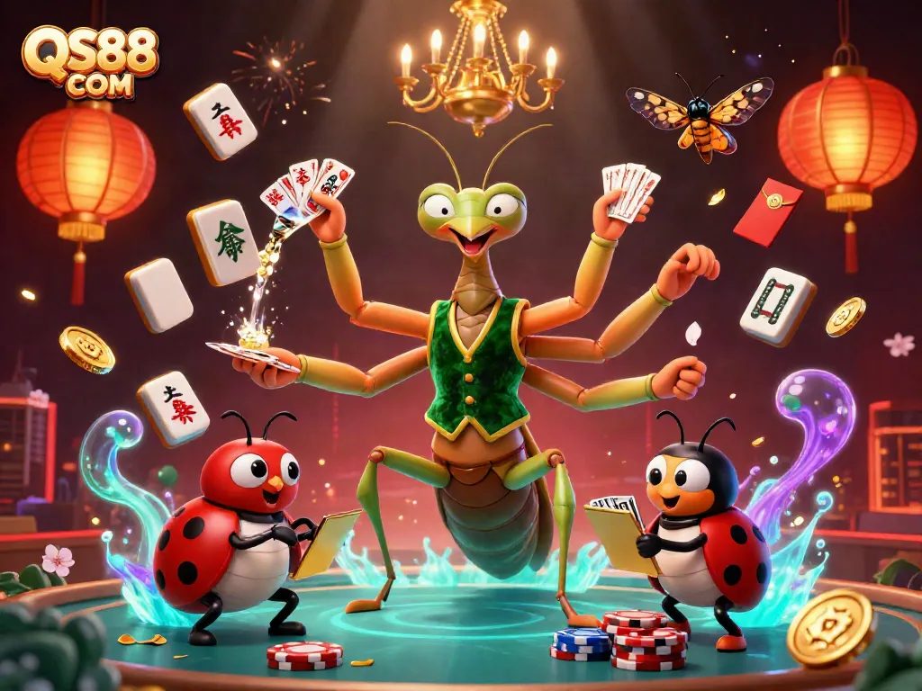 Experience thrilling gaming with QS88 COM: a vibrant casino scene featuring unique characters.