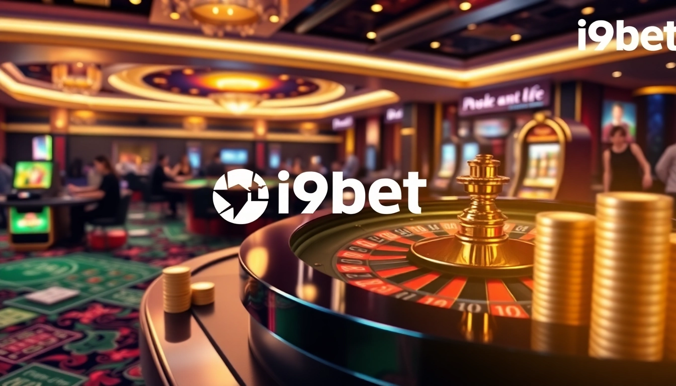 Experience the excitement of i9bet at a luxurious casino with roulette, slots, and betting action.
