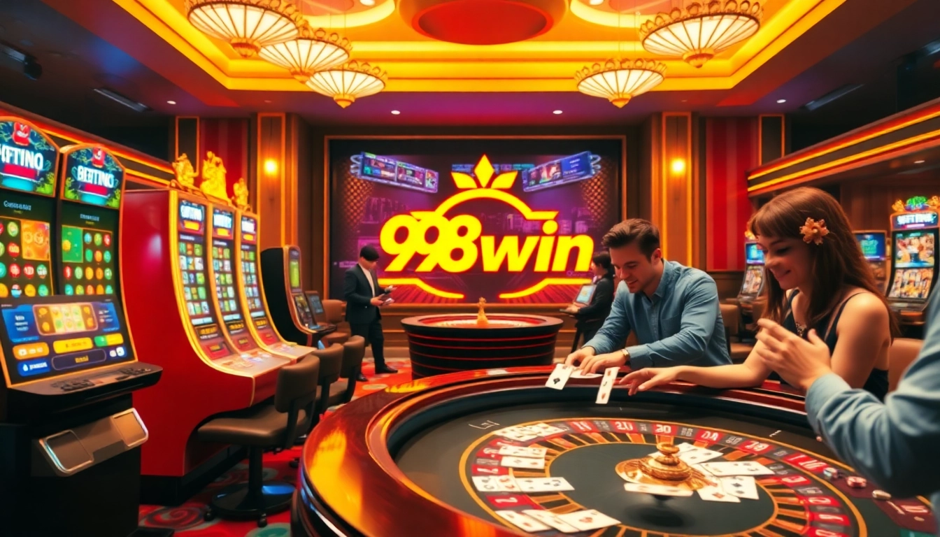 Lô đề 98win players engaging with dynamic betting experience at a vibrant casino setting