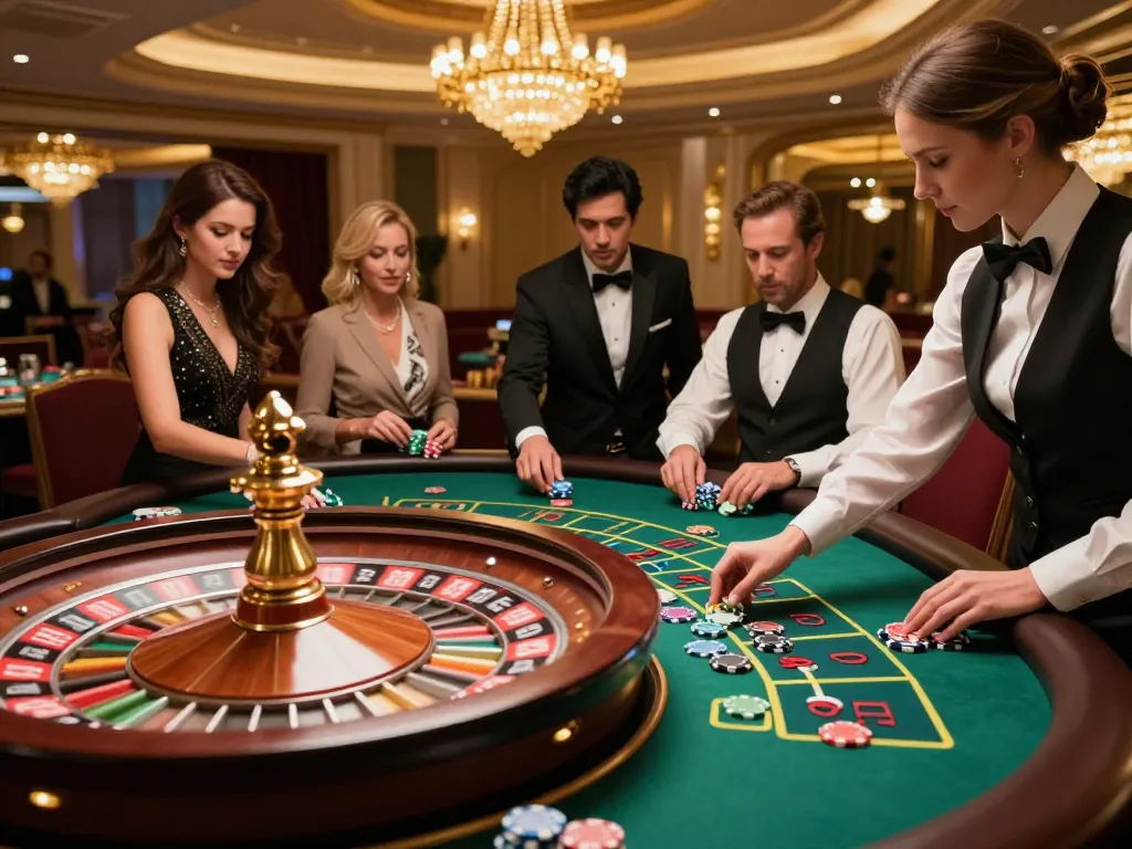 Experience go88vn roulette excitement with players betting and a croupier spinning the wheel.
