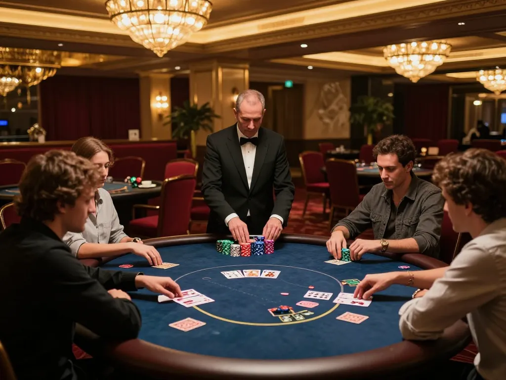 Experience high-stakes gameplay at qh88go, where elegant poker tables attract skilled players.