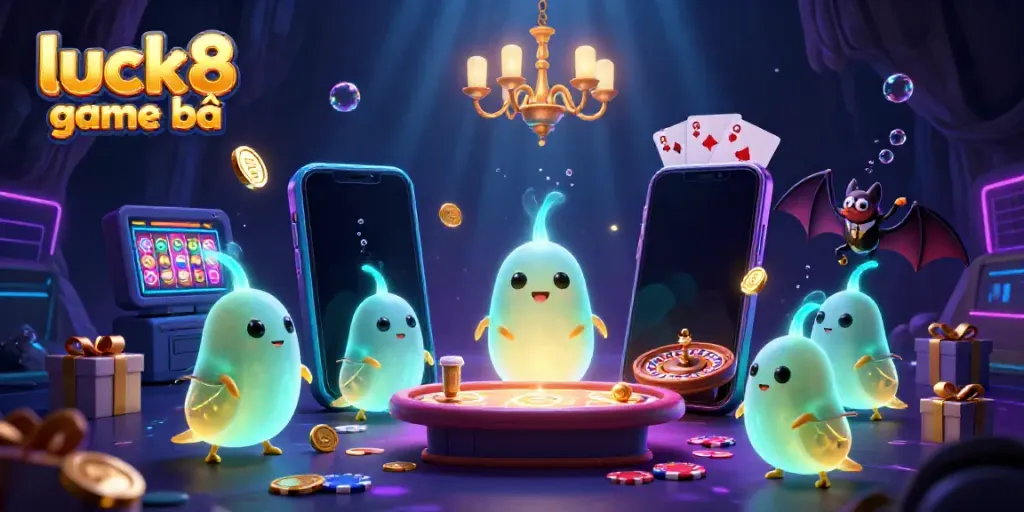 Experience the thrill of luck8 game bài with vibrant glowworms lighting the casino scene.