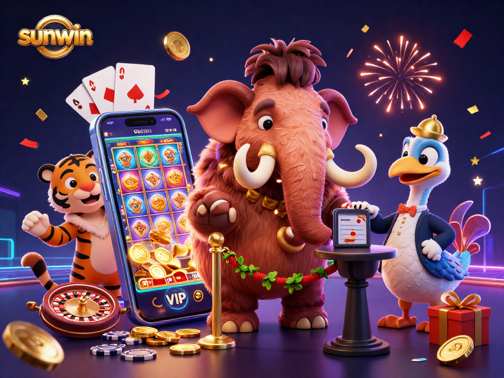 Experience vibrant casino excitement with sunwin’s captivating gaming illustration featuring classic characters.