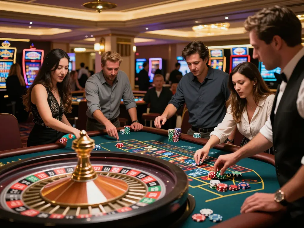 Players placing bets at a roulette table, showcasing the excitement of the 888vnd app.