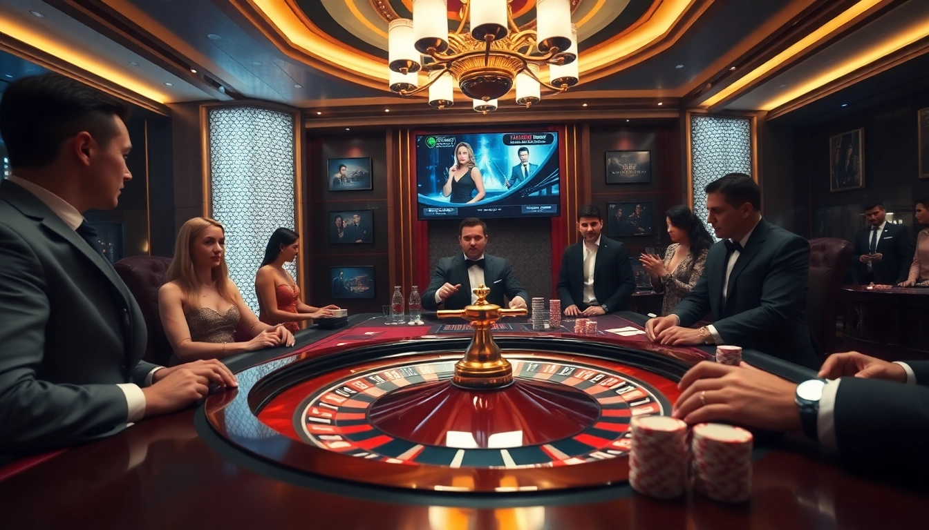 Engage in thrilling gambling with newphim showcased amidst a luxurious casino scene.