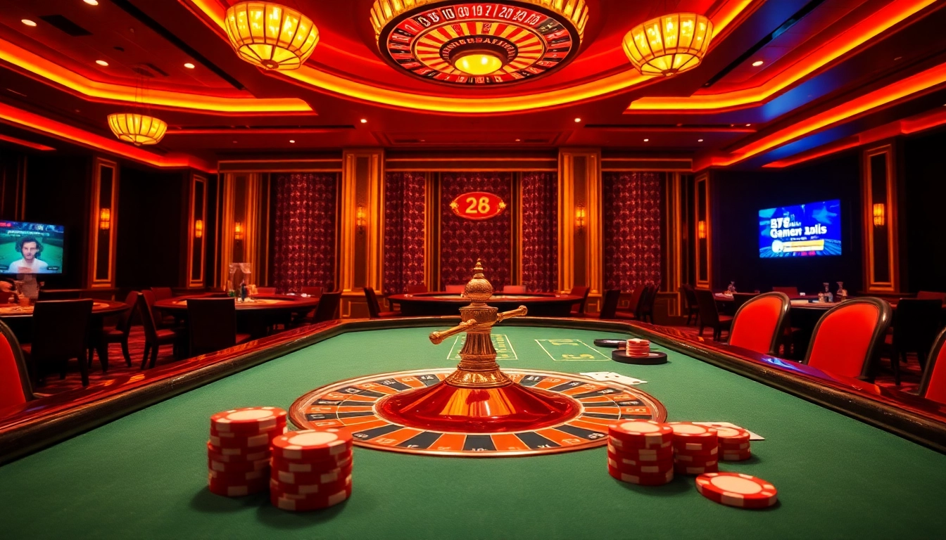 Experience the thrill of gambling at https://88new.autos/, featuring a luxurious casino scene with roulette and poker.