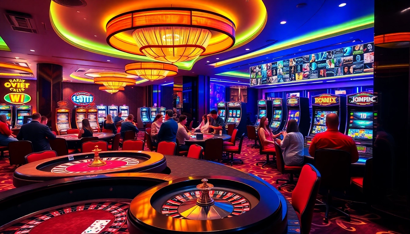 Players enjoy thrilling games and winning strategies at https://nk88net.com/ casino, showcasing vibrant gaming action.