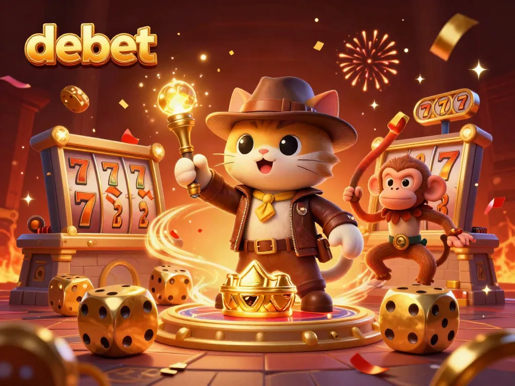 Experience exciting wins at Debet casino with a dynamic 3D exploration of game artifacts.