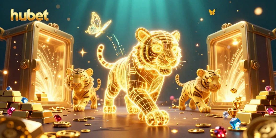 Engage in thrilling adventures with hubet, featuring a neon tiger and stunning casino elements.
