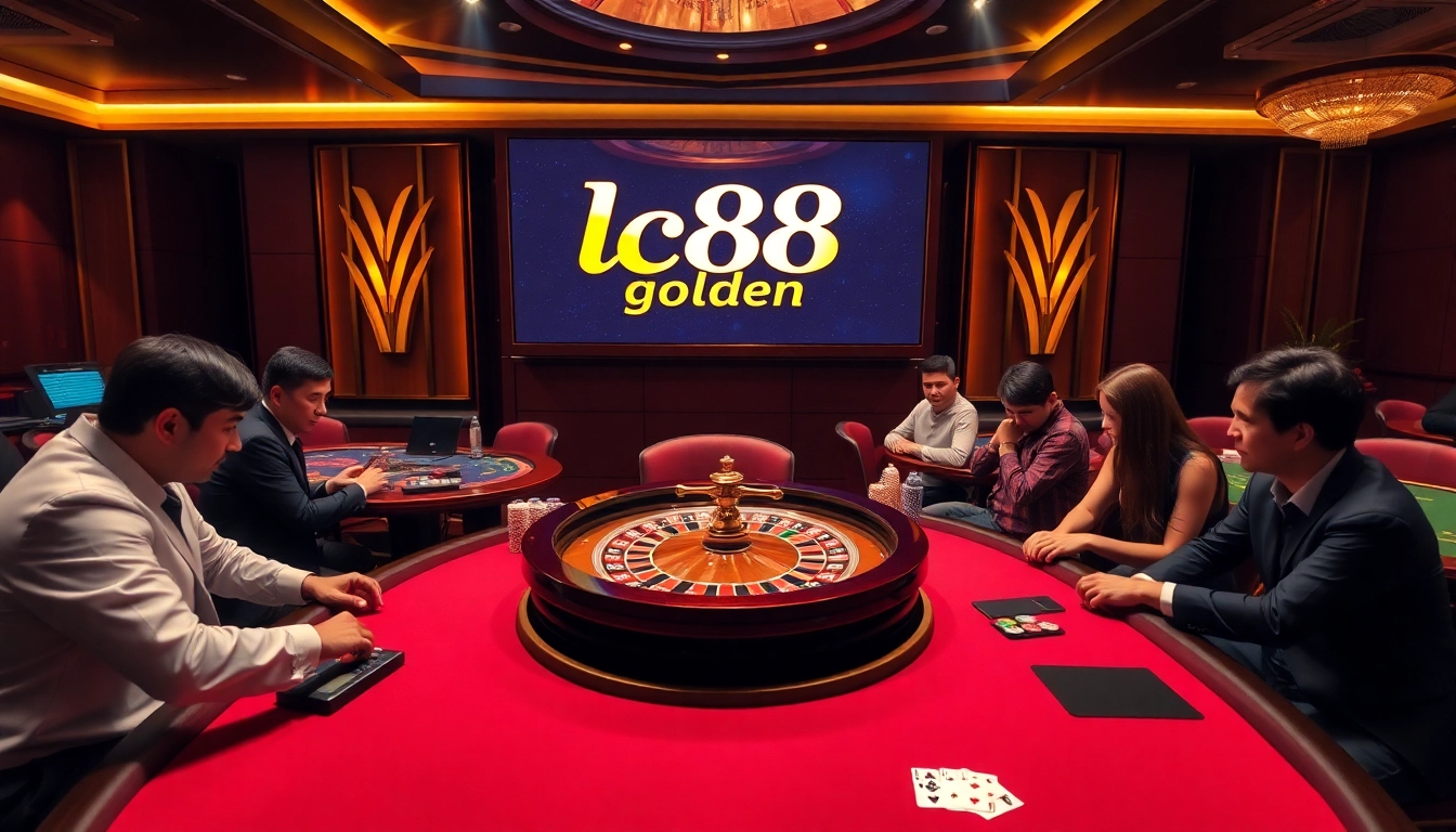 Experience the excitement of lc88 golden at a vibrant casino with engaging players and luxurious decor.