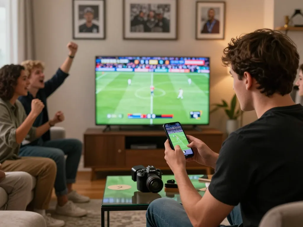 Kèo nhà cái action as a person places a bet on their smartphone during an exciting sports game.