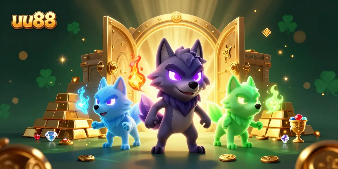 Experience excitement at uu88 as glowing wolf spirits uncover treasure and casino riches!