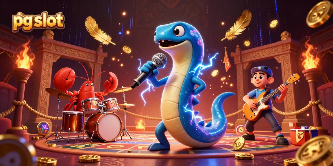 Experience thrilling pg slot gaming with an electric eel DJ and vibrant underwater casino atmosphere.