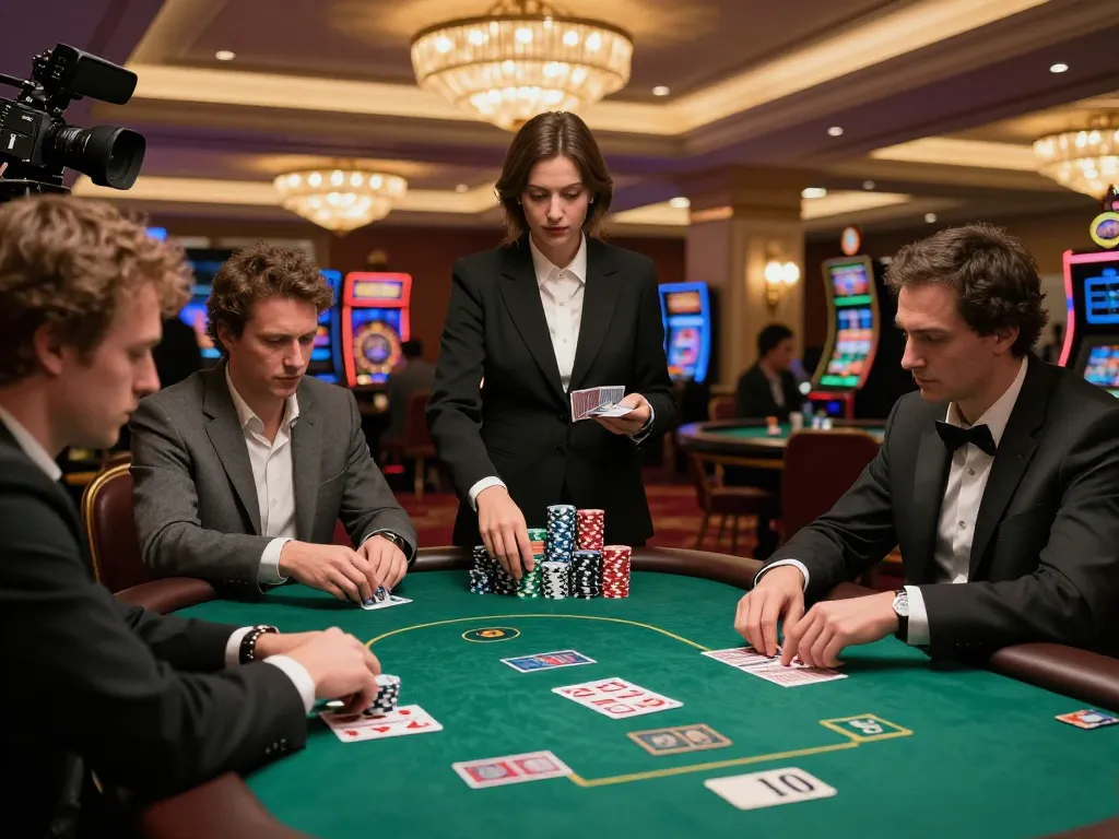 Players strategize during a high-stakes poker game at lc88 casino, showcasing chips and cards in an elegant setting.