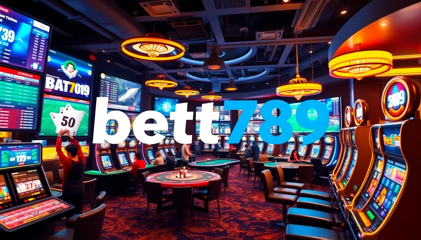 Dynamic online casino scene showcasing bet789 betting options with players engaged in poker and slots.
