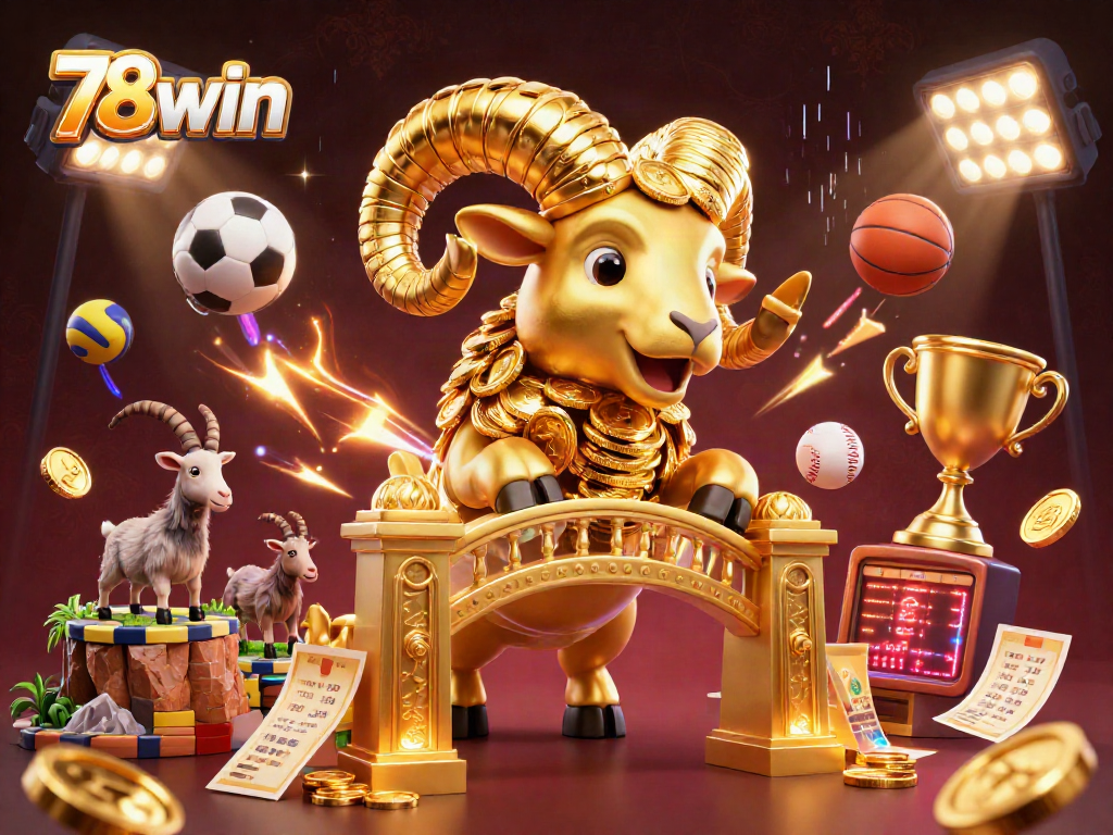 Engage with thrilling sports betting action at 78win with an exhilarating 3D illustration showcasing dynamic elements.