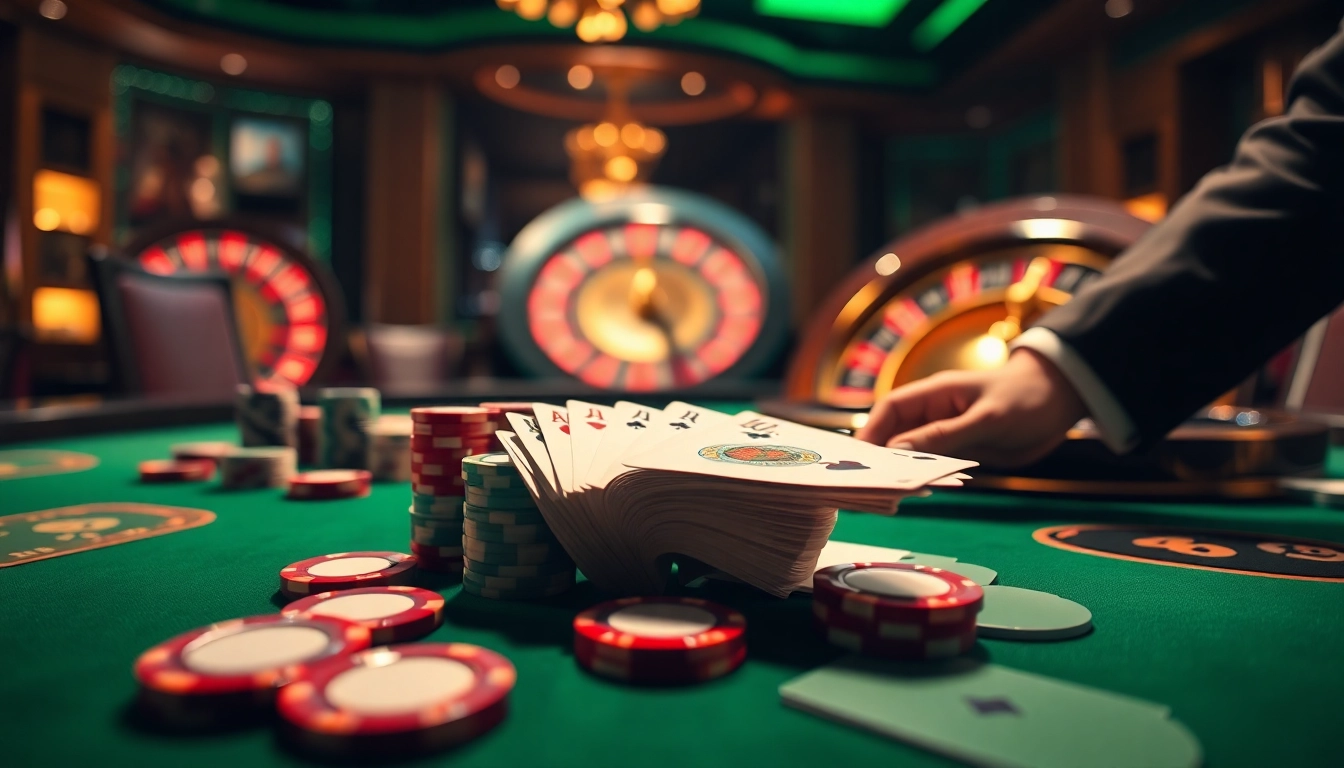 Engage in thrilling casino action with ALo789, featuring poker chips and a roulette wheel.